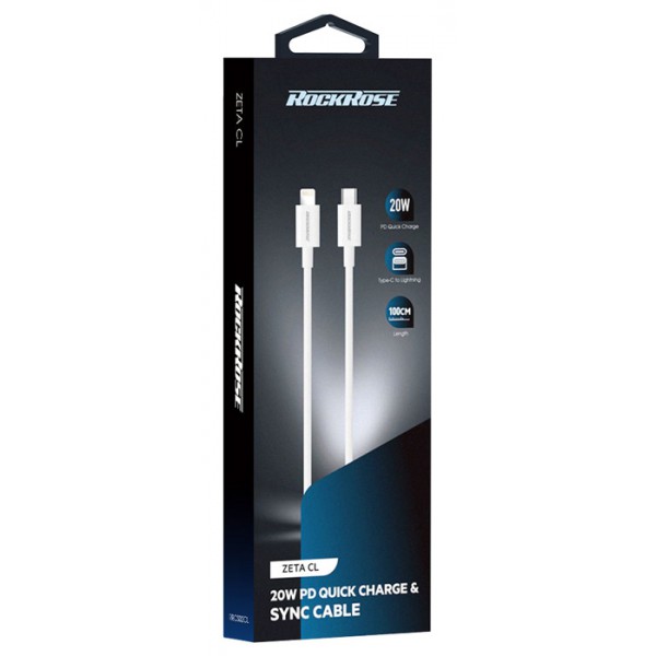 ROCKROSE καλώδιο USB Type-C σε Lightning Zeta CL, 20W PD, 1m, λευκό ROCKROSE καλώδιο USB Type-C σε Lightning Zeta CL, 20W PD, 1m, λευκό