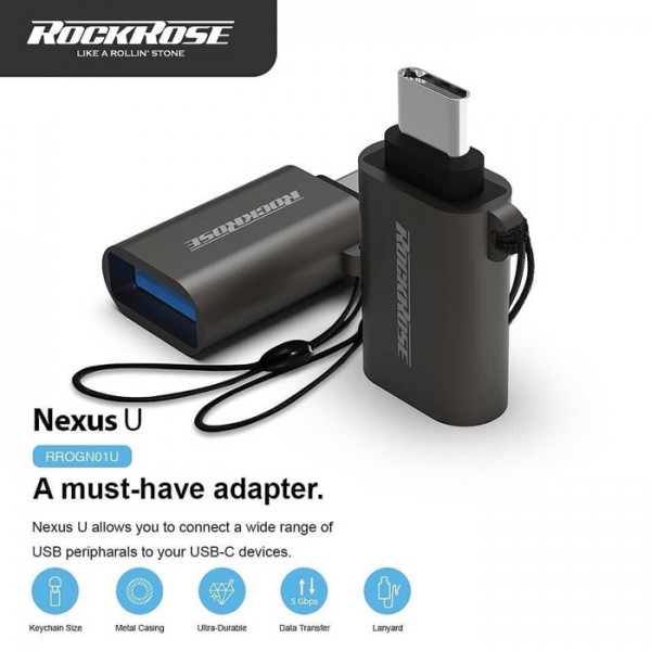 ROCKROSE αντάπτορας USB Type-C σε USB 3.0 Nexus U, 5Gbps, γκρι