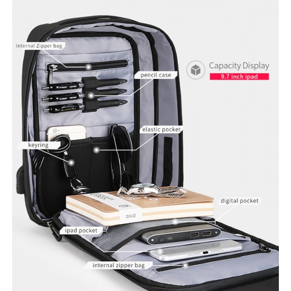 MARK RYDEN τσάντα crossbody MR7011, θήκη tablet 9.7", αδιάβροχη, μαύρη