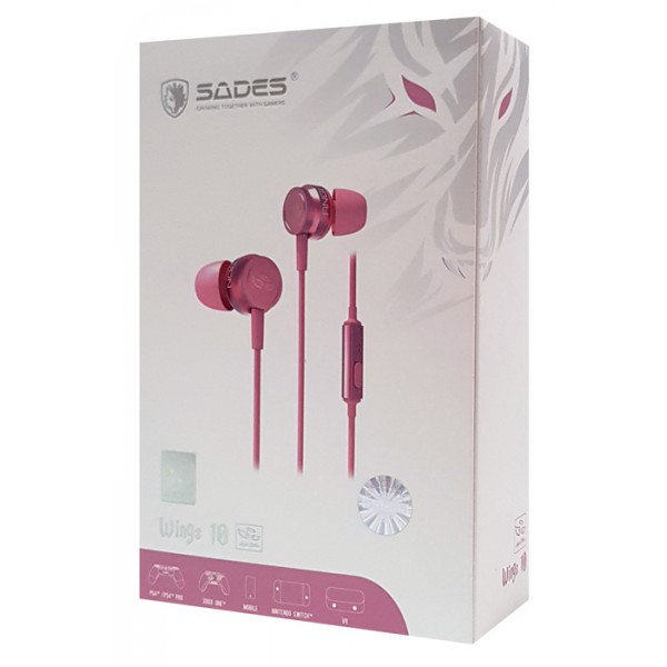 SADES gaming earphones Wings 10, magnetic, 10mm, 3.5mm, ροζ SADES gaming earphones Wings 10, magnetic, 10mm, 3.5mm, ροζ