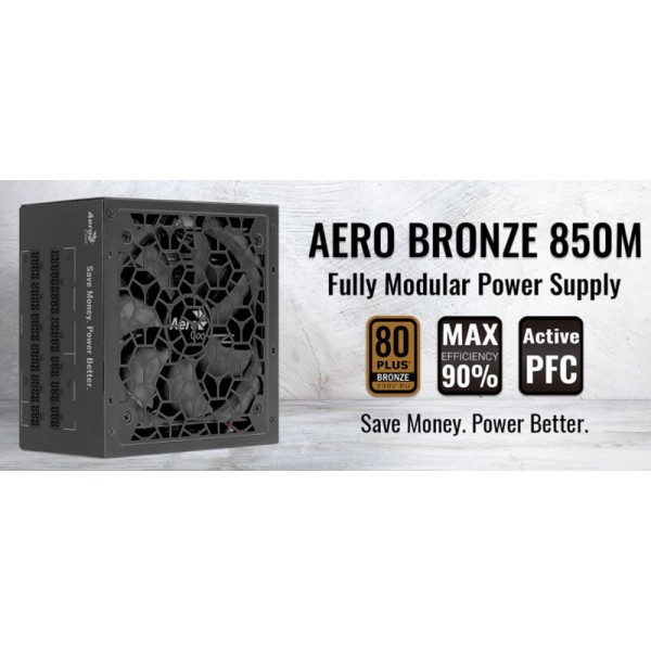 AEROCOOL τροφοδοτικό Aero 850M, Active PFC, 80 Plus Bronze