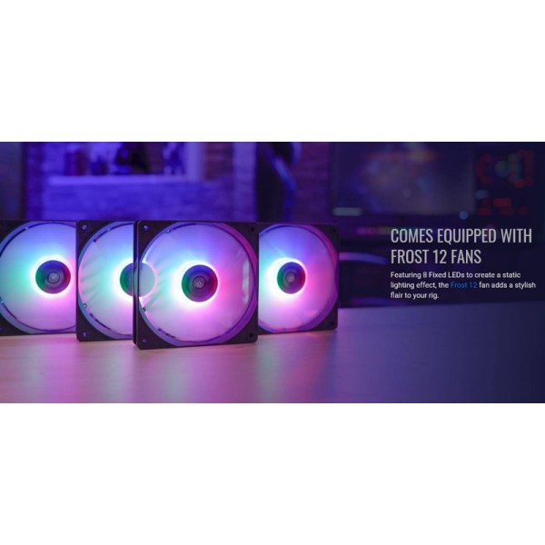 AEROCOOL PC case mid tower Aero One Frost, 195x461x411mm, 4x fan, λευκό