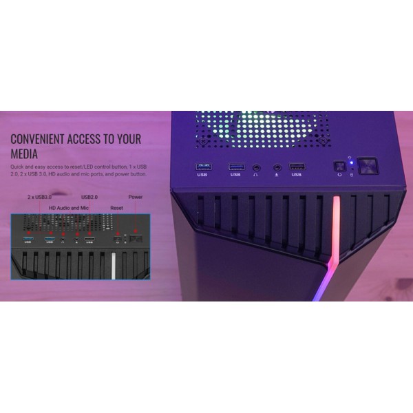 AEROCOOL PC case mid tower BIONIC-G, 206x450x372mm, 1x RGB fan, μαύρο AEROCOOL PC case mid tower BIONIC-G, 206x450x372mm, 1x RGB fan, μαύρο