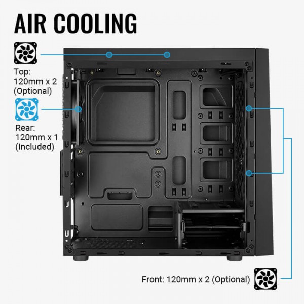 AEROCOOL PC case mini tower BOLT-MINI, 200.7x369.5x381mm, 1x fan, μαύρο AEROCOOL PC case mini tower BOLT-MINI, 200.7x369.5x381mm, 1x fan, μαύρο