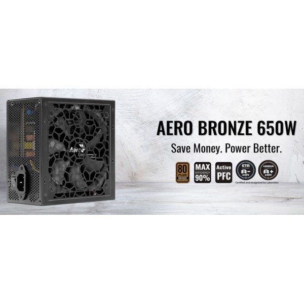 AEROCOOL τροφοδοτικό Aero 650W, Active PFC, 80 Plus Bronze AEROCOOL τροφοδοτικό Aero 650W, Active PFC, 80 Plus Bronze
