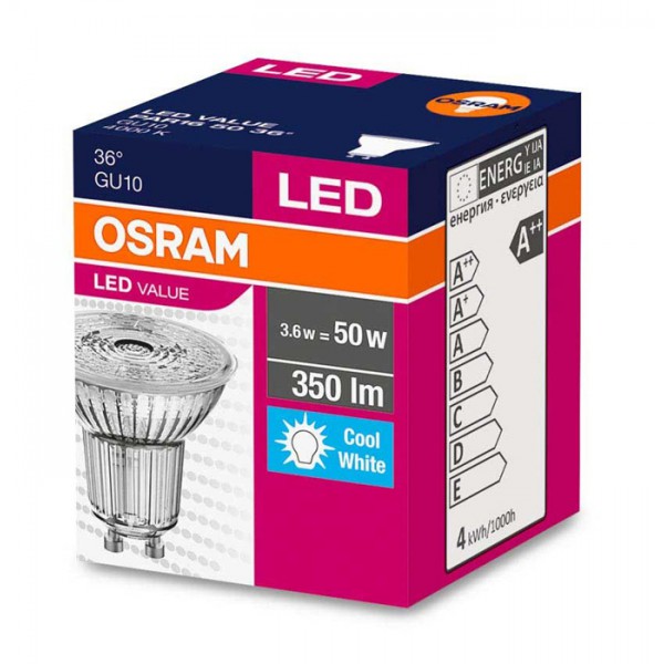 OSRAM LED λάμπα spot 4058075055155, 4.3W, 4000K, GU10, 350lm OSRAM LED λάμπα spot 4058075055155, 4.3W, 4000K, GU10, 350lm