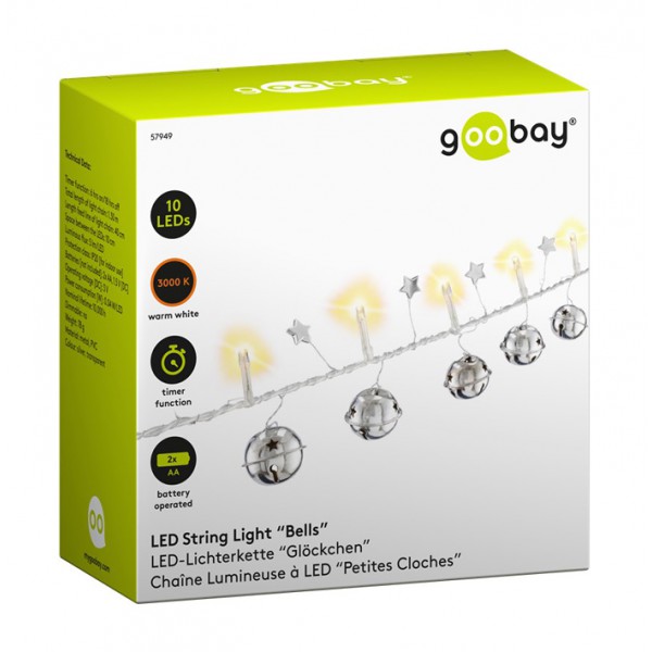 GOOBAY LED λαμπάκια με κουδούνια 57949, 3000K, 1.3m, 5lm, IP20, 10 LED GOOBAY LED λαμπάκια με κουδούνια 57949, 3000K, 1.3m, 5lm, IP20, 10 LED