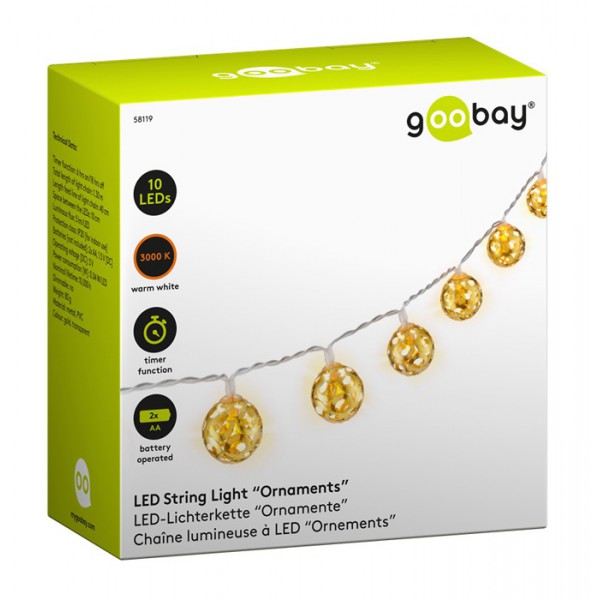 GOOBAY LED λαμπάκια με στολίδια 58119, 3000K, 1.3m, 5lm, IP20, 10 LED GOOBAY LED λαμπάκια με στολίδια 58119, 3000K, 1.3m, 5lm, IP20, 10 LED