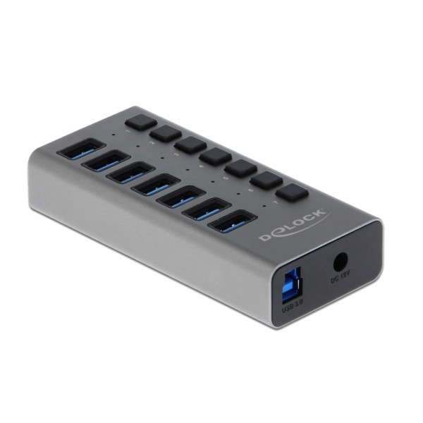 DELOCK USB hub 63669 με διακόπτες, 7x θυρών, 5Gbps, γκρι DELOCK USB hub 63669 με διακόπτες, 7x θυρών, 5Gbps, γκρι
