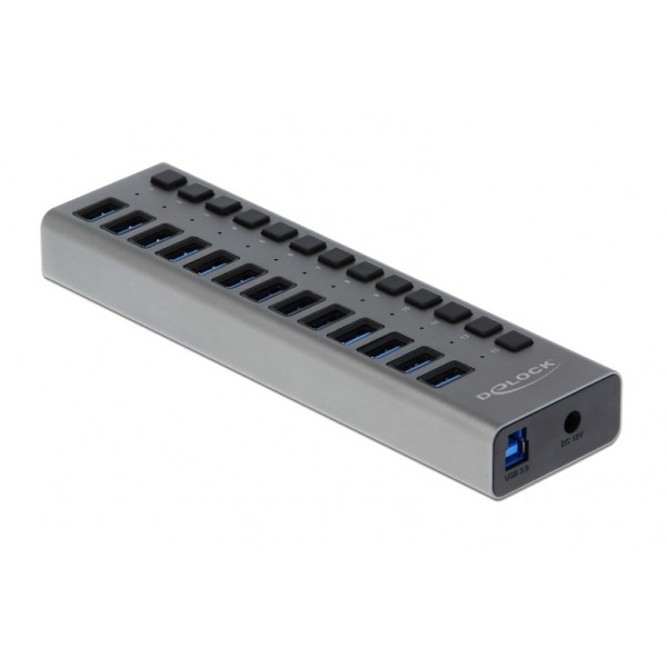 DELOCK USB hub 63738 με διακόπτες, 13x θυρών, 5Gbps, γκρι DELOCK USB hub 63738 με διακόπτες, 13x θυρών, 5Gbps, γκρι