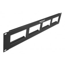 DELOCK patch panel Easy 45 81378, 19", 2U, 90.5x45.2mm x4, μαύρο