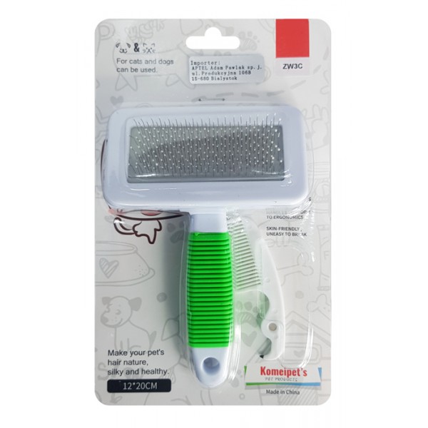 Χτένα για κατοικίδια ZW3C, 10x14cm, λευκή-πράσινη Χτένα για κατοικίδια ZW3C, 10x14cm, λευκή-πράσινη