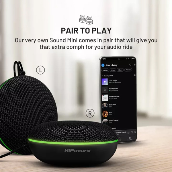 HIFUTURE φορητό ηχείο SOUNDMINI, Bluetooth 5.0, 5W, TWS, LED, μαύρο HIFUTURE φορητό ηχείο SOUNDMINI, Bluetooth 5.0, 5W, TWS, LED, μαύρο