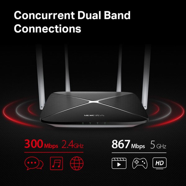 MERCUSYS Gigabit Router AC12, Wi-Fi 1200Mbps AC1200, Dual Band, Ver. 2.0 MERCUSYS Gigabit Router AC12, Wi-Fi 1200Mbps AC1200, Dual Band, Ver. 2.0