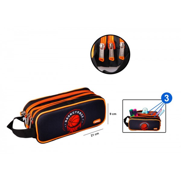 MP υφασμάτινη κασετίνα PA293-31, 3 θέσεων, μαύρη MP υφασμάτινη κασετίνα PA293-31, 3 θέσεων, μαύρη