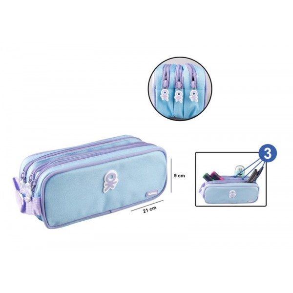 MP υφασμάτινη κασετίνα PA293-03, 3 θέσεων, μπλε