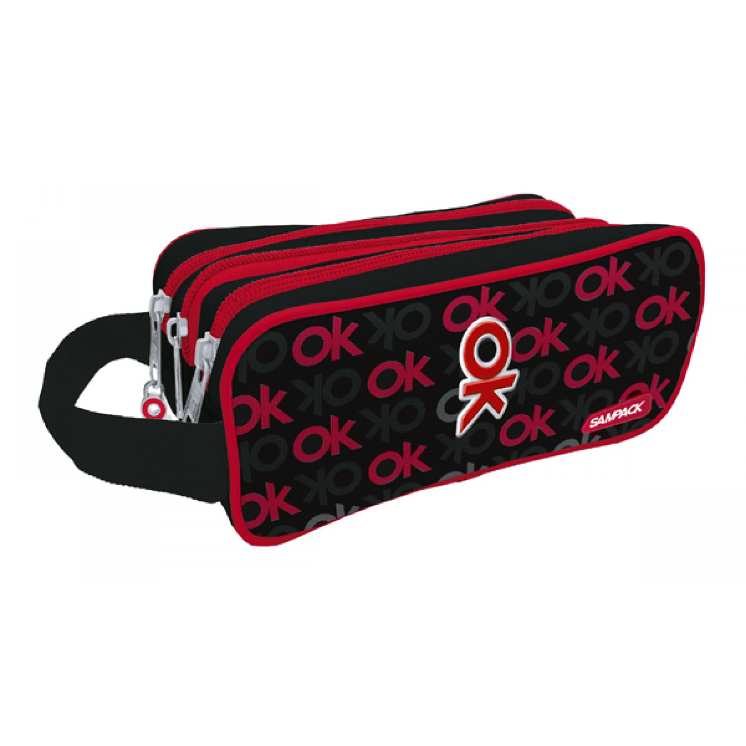 MP υφασμάτινη κασετίνα PA293-09, 3 θέσεων, μαύρη-κόκκινη MP υφασμάτινη κασετίνα PA293-09, 3 θέσεων, μαύρη-κόκκινη