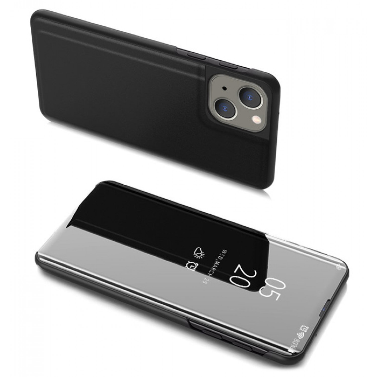 POWERTECH θήκη Clear View MOB-1666 για iPhone 13 mini, μαύρη POWERTECH θήκη Clear View MOB-1666 για iPhone 13 mini, μαύρη