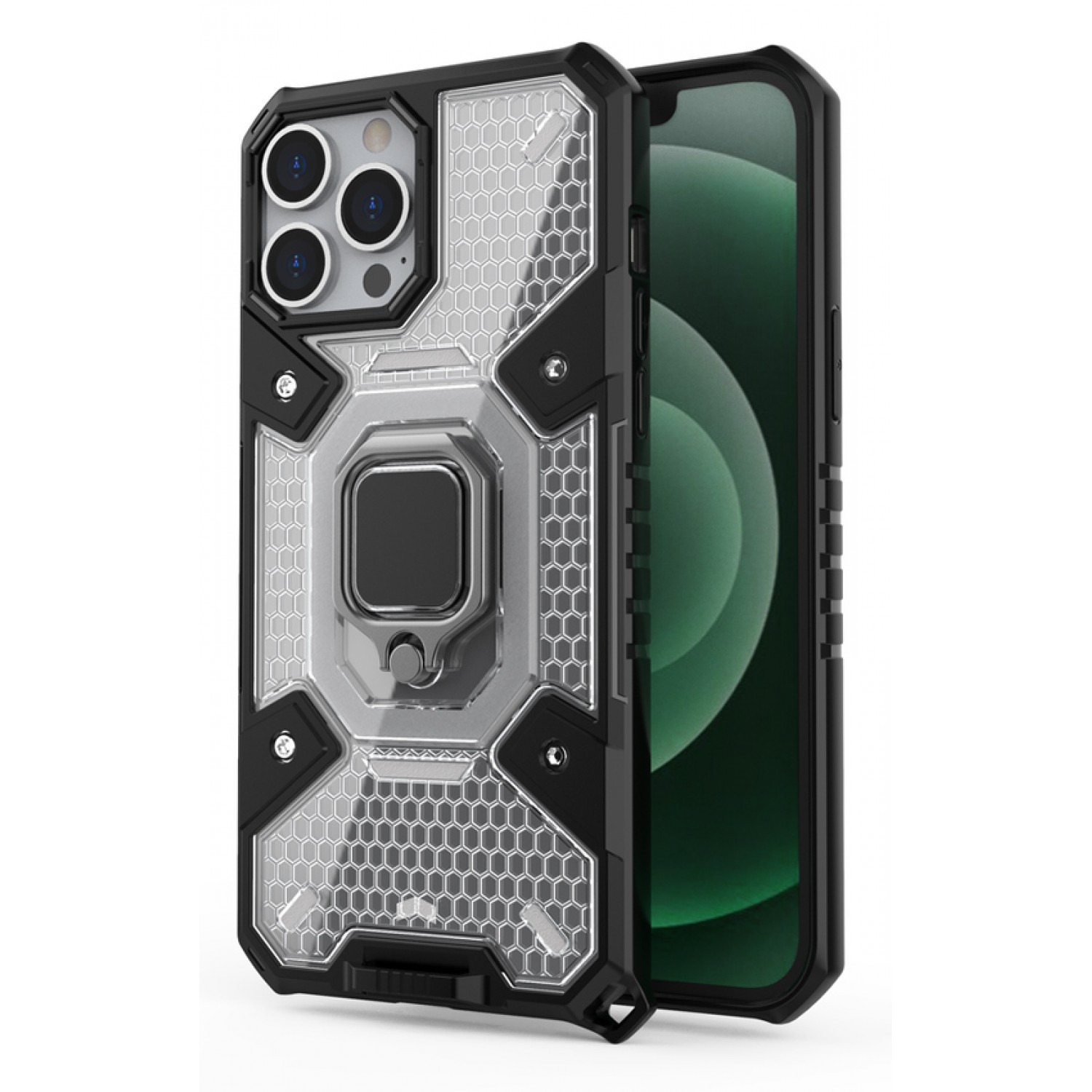 POWERTECH Θήκη Capsule Ring MOB-1667 για iPhone 13, μαύρη