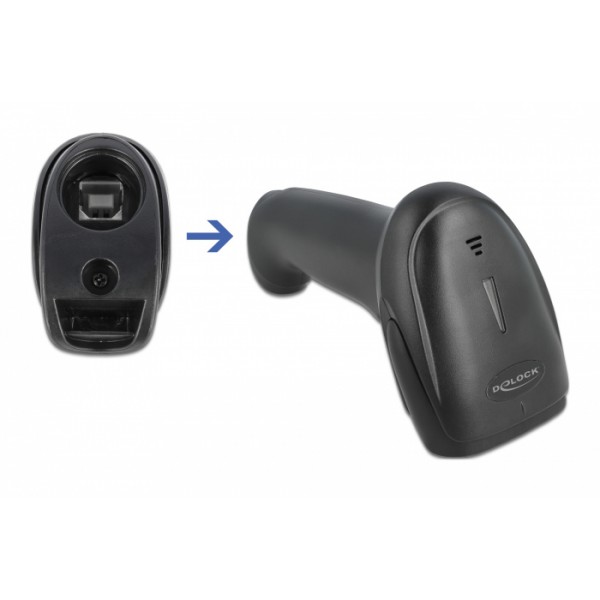 DELOCK barcode scanner 1D & 2D 90562, 2.4 GHz/Bluetooth/USB, μαύρο