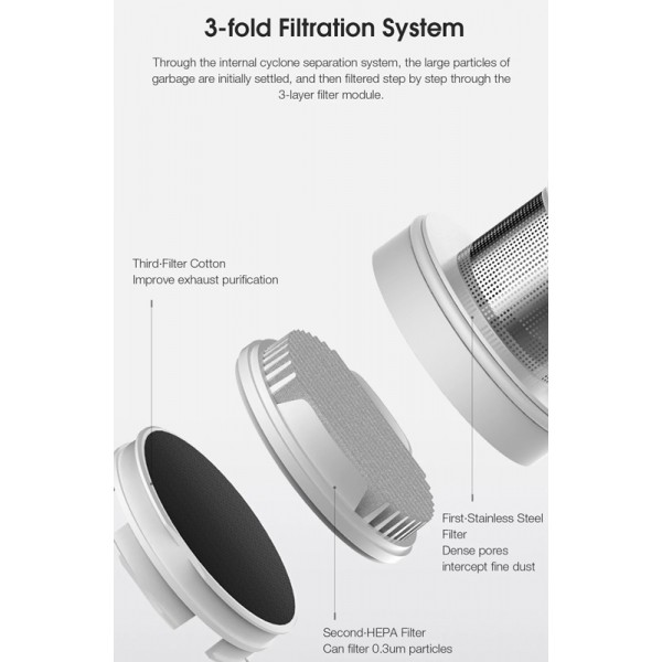 DEERMA ηλεκτρική σκούπα DX1000W, 600W, 0.6L, 82dB, 16kPa, μπλε