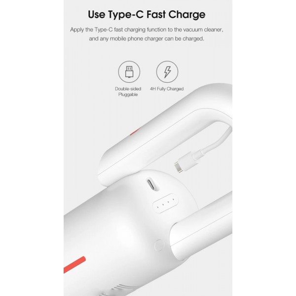 DEERMA φορητή ηλεκτρική σκούπα VC01 Max, 100W, 0.6L, 78dB, 12kPa, λευκή