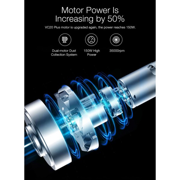 DEERMA φορητή ηλεκτρική σκούπα VC20 Plus, 160W, 0.6L, 80dB, 8kPa, λευκή DEERMA φορητή ηλεκτρική σκούπα VC20 Plus, 160W, 0.6L, 80dB, 8kPa, λευκή