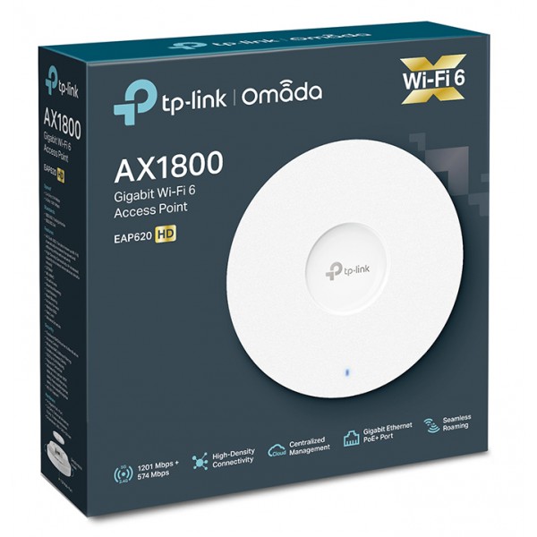 TP-LINK access point EAP620 HD, AX1800, WiFi 6, ceiling mount, Ver. 2.0 TP-LINK access point EAP620 HD, AX1800, WiFi 6, ceiling mount, Ver. 2.0