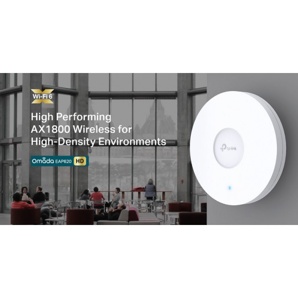 TP-LINK access point EAP620 HD, AX1800, WiFi 6, ceiling mount, Ver. 2.0 TP-LINK access point EAP620 HD, AX1800, WiFi 6, ceiling mount, Ver. 2.0