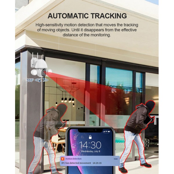 SECTEC smart IP PTZ κάμερα ST-967-5M-TY, με PIR & προβολείς, Wi-Fi, 5MP SECTEC smart IP PTZ κάμερα ST-967-5M-TY, με PIR & προβολείς, Wi-Fi, 5MP