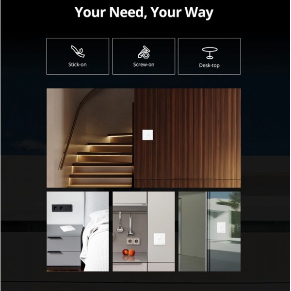 SONOFF smart διακόπτης T2EU1C-RF 433MHz, αφής, μονός, λευκός SONOFF smart διακόπτης T2EU1C-RF 433MHz, αφής, μονός, λευκός