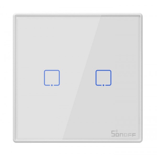 SONOFF smart διακόπτης T2EU2C-RF 433MHz, αφής, διπλός, λευκός SONOFF smart διακόπτης T2EU2C-RF 433MHz, αφής, διπλός, λευκός