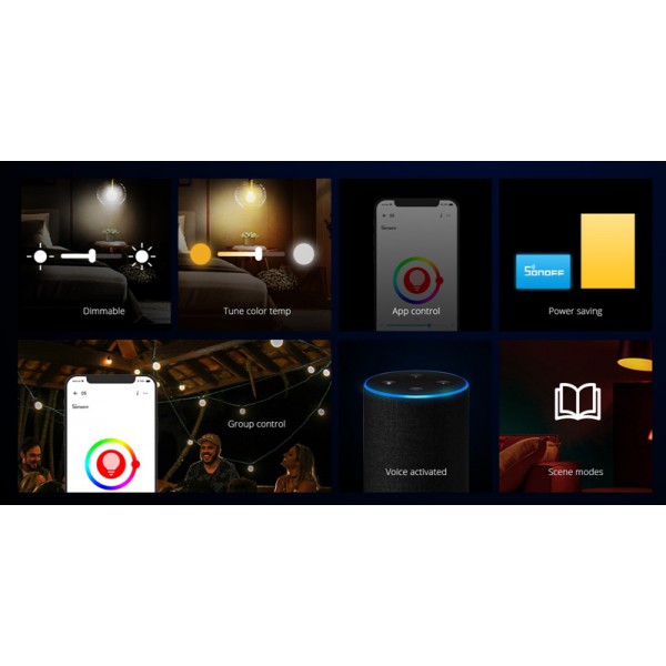 SONOFF smart λάμπα LED B05-B-A60, Wi-Fi, 9W, E27, 2700K-6500K, RGB SONOFF smart λάμπα LED B05-B-A60, Wi-Fi, 9W, E27, 2700K-6500K, RGB