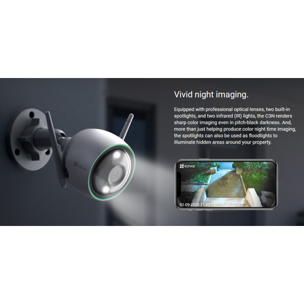 EZVIZ smart Camera CS-C3N, 2MP, Full HD, 2.8mm, Wi-Fi, IP67 EZVIZ smart Camera CS-C3N, 2MP, Full HD, 2.8mm, Wi-Fi, IP67