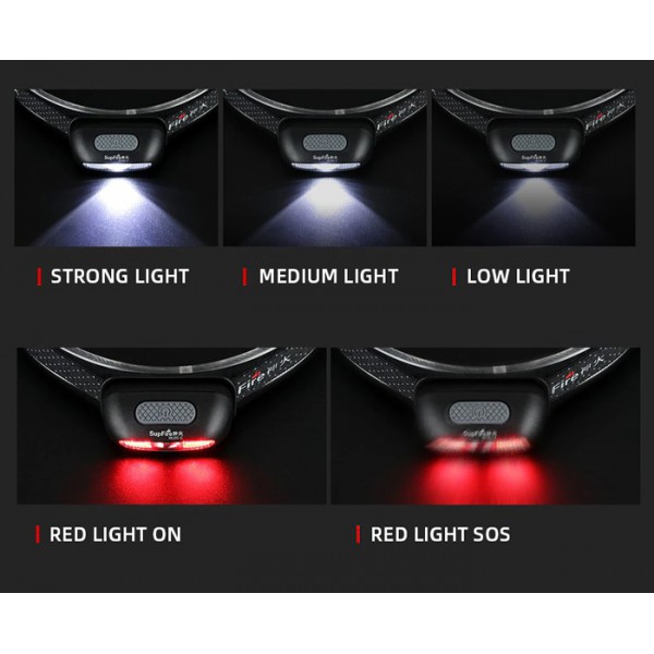 SUPFIRE φακός κεφαλής HL05-C, 2W, 100Lm, 55m, 500mAh