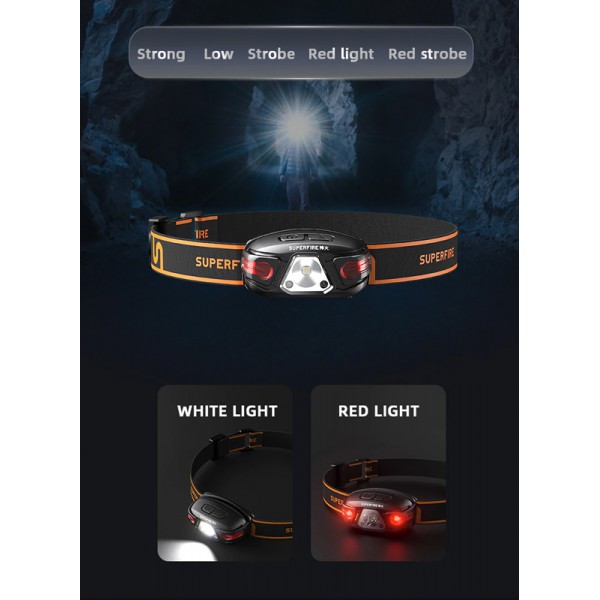 SUPFIRE φακός κεφαλής HL63 με αισθητήρα φωτός, 5W, 500Lm, 135m, 1200mAh