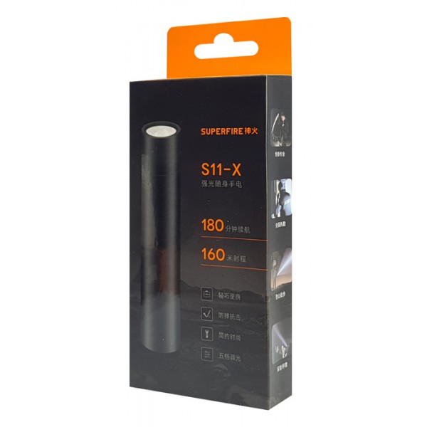 SUPFIRE φορητός φακός S11-X, 2W, 200Lm, 1500mAh SUPFIRE φορητός φακός S11-X, 2W, 200Lm, 1500mAh
