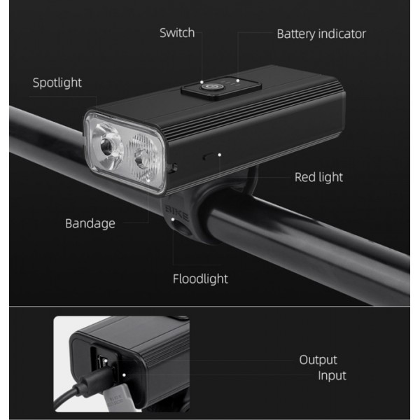 SUPFIRE εμπρόσθιο φως ποδηλάτου GT-R3, 1400LM, 130m, 2400mAh, IPX5 SUPFIRE εμπρόσθιο φως ποδηλάτου GT-R3, 1400LM, 130m, 2400mAh, IPX5