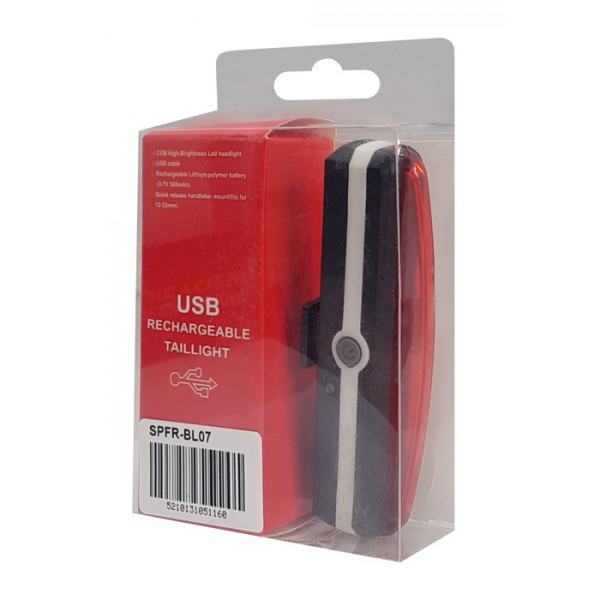 Οπίσθιος φωτισμός BL07, επαναφορτιζόμενος, 100Lm, 500mAh Οπίσθιος φωτισμός BL07, επαναφορτιζόμενος, 100Lm, 500mAh