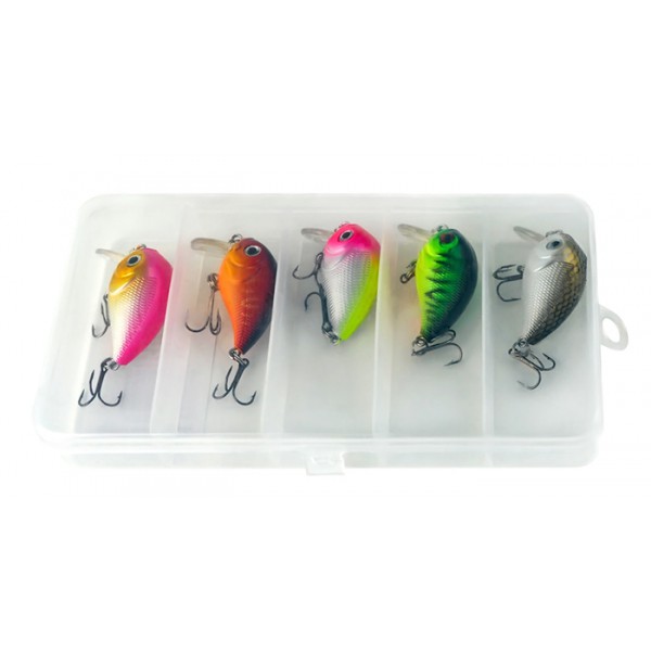 Σετ τεχνητά δολώματα για αρπακτικά ψάρια AG103, 5τμχ, με θήκη