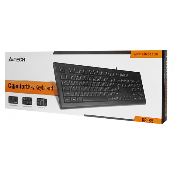 A4TECH ενσύρματο πληκτρολόγιο KR-85, ΕΝ/GR, PS/2, μαύρο A4TECH ενσύρματο πληκτρολόγιο KR-85, ΕΝ/GR, PS/2, μαύρο