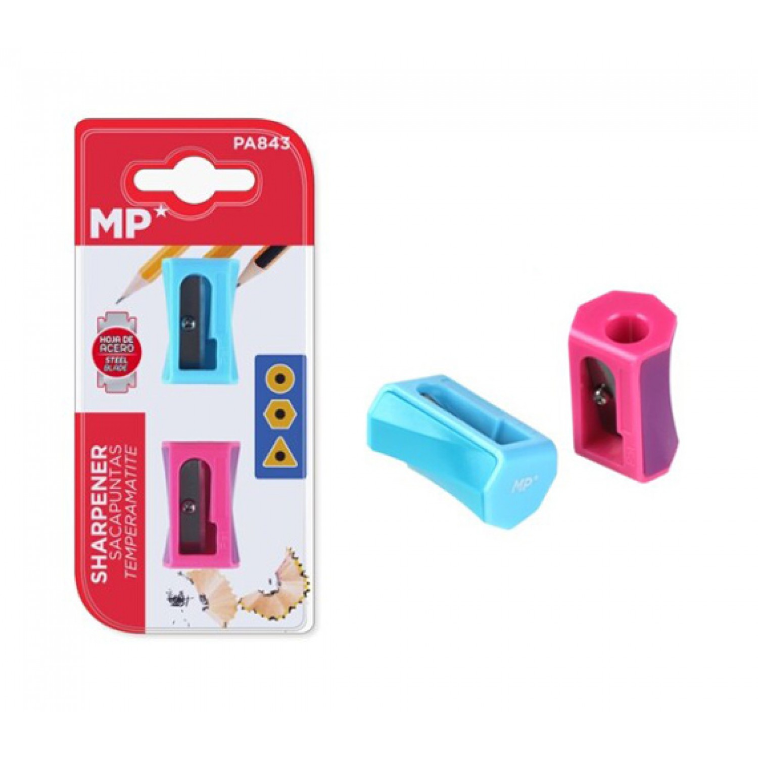 MP σετ πλαστικές ξύστρες PA843, 3.2cm, ροζ & μπλε, 2τμχ MP σετ πλαστικές ξύστρες PA843, 3.2cm, ροζ & μπλε, 2τμχ