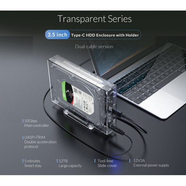 ORICO εξωτερική θήκη για 3.5" HDD 3159C3, USB 3.1, έως 12TB, διάφανη ORICO εξωτερική θήκη για 3.5" HDD 3159C3, USB 3.1, έως 12TB, διάφανη