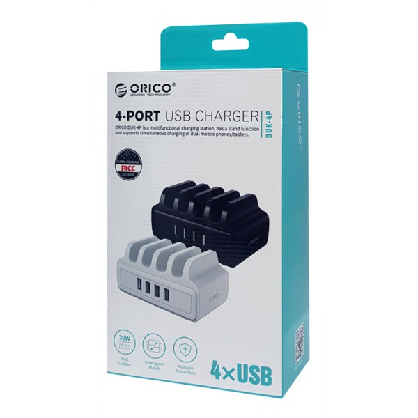 ORICO USB σταθμός φόρτισης DUK-4P, 4x USB, 30W, μαύρος ORICO USB σταθμός φόρτισης DUK-4P, 4x USB, 30W, μαύρος