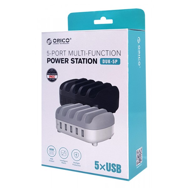 ORICO USB σταθμός φόρτισης DUK-5P, 5x USB, 40W, μαύρος ORICO USB σταθμός φόρτισης DUK-5P, 5x USB, 40W, μαύρος