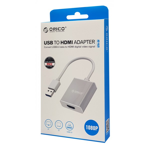 ORICO αντάπτορας USB 3.0 σε HDMI UTH-SV, 1080p, 15cm, ασημί ORICO αντάπτορας USB 3.0 σε HDMI UTH-SV, 1080p, 15cm, ασημί