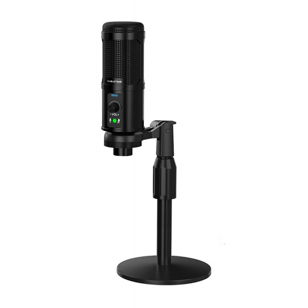 CABLETIME πυκνωτικό μικρόφωνο MP03-AB, με αντιανέμιο & τρίποδα, USB CABLETIME πυκνωτικό μικρόφωνο MP03-AB, με αντιανέμιο & τρίποδα, USB