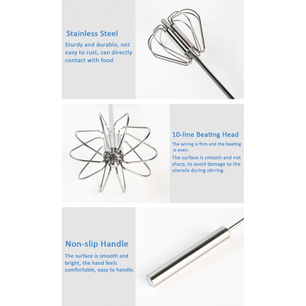 Μηχανικός αυγοδάρτης HUH-0028, ανοξείδωτος, 35.5 x 7cm, ασημί