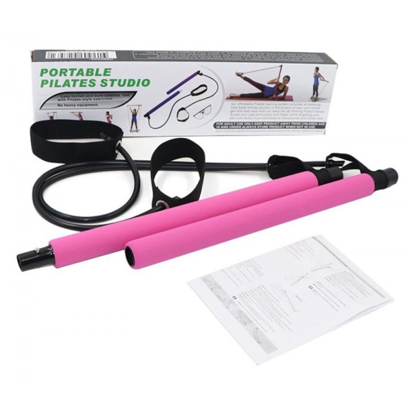 Φορητή μπάρα για ασκήσεις Pilates/Yoga GYM-0021, 91cm, ροζ