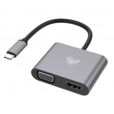 AULA αντάπτορας USB Type-C σε HDMI & VGA UC-901, 4K & 2K, γκρι